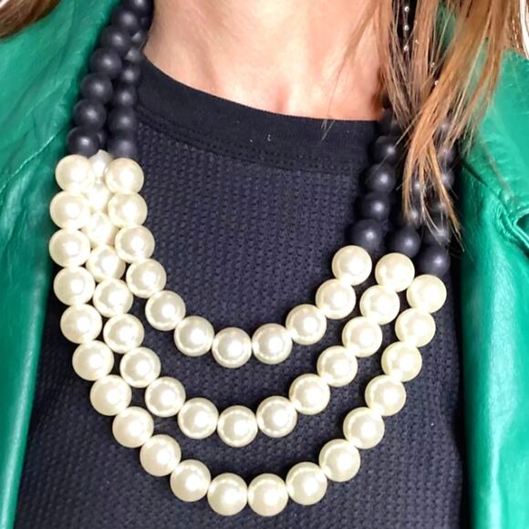 Vintage Runway Massive Faux Pearls Multistrand Statement Necklace - Picture 1 of 8